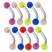 Steel Curved Bar with Plain Coloured UV Ball (Pack of 10) - Monster Piercing