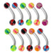 Steel Curved Bar with Neon Striped UV Ball (Pack of 10) - Monster Piercing