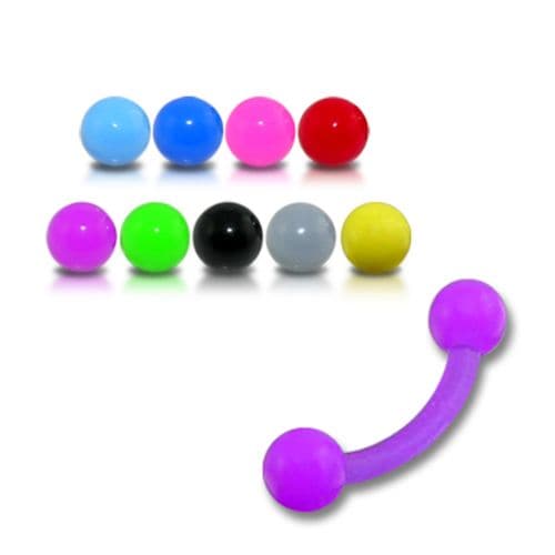 UV Curved Bar with Plain Coloured UV Ball (Pack of 10) - Monster Piercing