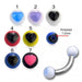 Steel Curved Bar with Heart UV Ball (Pack of 10) - Monster Piercing