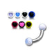 Steel Curved Bar with Heart UV Ball (Pack of 10) - Monster Piercing