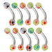 Steel Curved Bar with 4 Hearts UV Ball (Pack of 10) - Monster Piercing