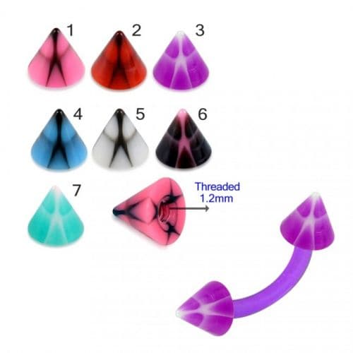 Purple UV Curved Bar with Stars UV Cone (Pack of 10) - Monster Piercing