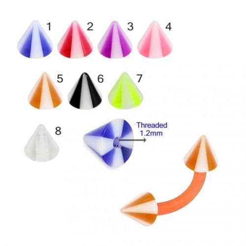 Orange UV Curved Bar with Circus Tent UV Cone (Pack of 10) - Monster Piercing