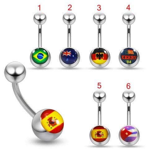 Country Flag Surgical Steel Belly  Ring - Monster Piercing