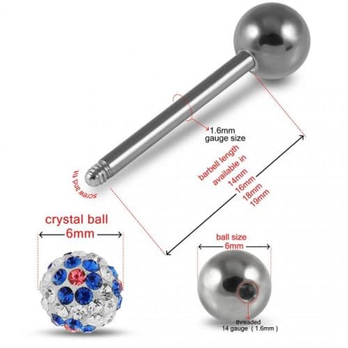 316L Surgical Steel Ferido Ball Top Tongue Bar - Monster Piercing