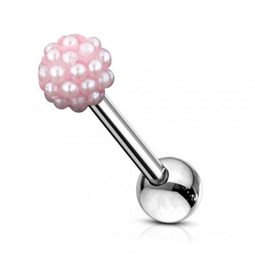 Yin Yang Multi Crystal Stone Ball Surgical Steel Tongue Barbell - Monster Piercing