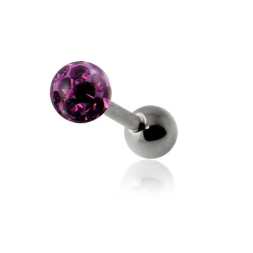 Epoxy Crystal Stone Ball Tongue Bar - Monster Piercing