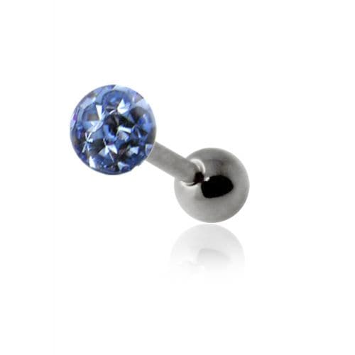 Epoxy Crystal Stone Ball Tongue Bar - Monster Piercing