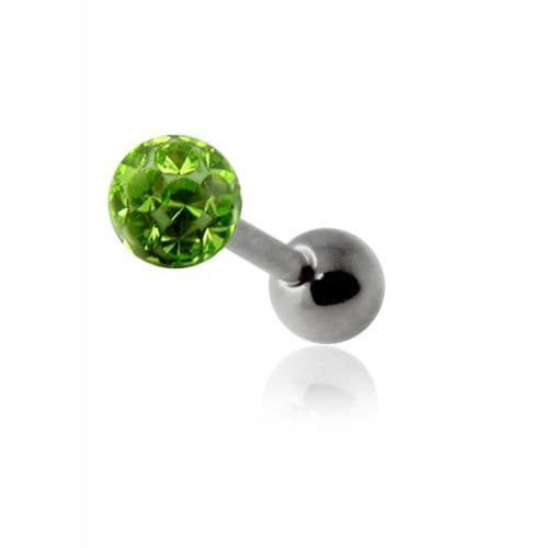 Epoxy Crystal Stone Ball Tongue Barbell - Monster Piercing