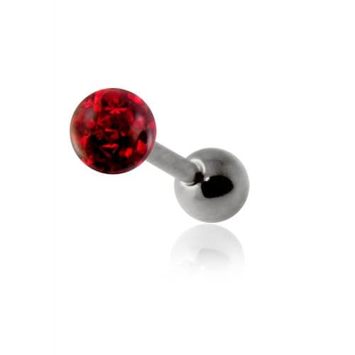 Epoxy Crystal Stone Ball Tongue Bar - Monster Piercing