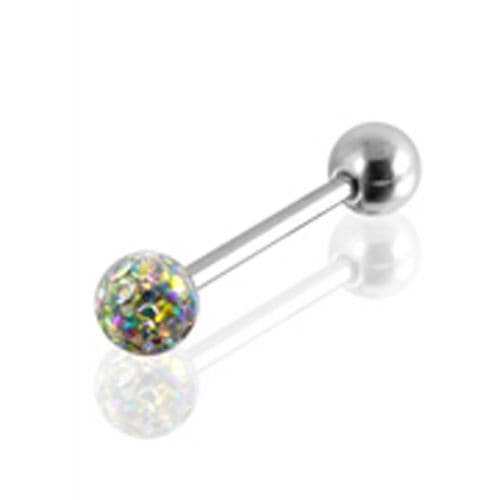 Epoxy Crystal Stone Ball Tongue Barbell - Monster Piercing