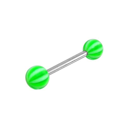 Steel Tongue Barbell with Plain Beach  UV Balls (Pack of 10) - Monster Piercing