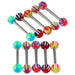 Steel Tongue Barbell with star print UV Balls (Pack of 10) - Monster Piercing