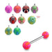 Steel Tongue Barbell with Checkered UV Balls (Pack of 10) - Monster Piercing