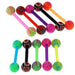 Multi-Coloured Bar with Checked UV Ball (Pack of 10) - Monster Piercing