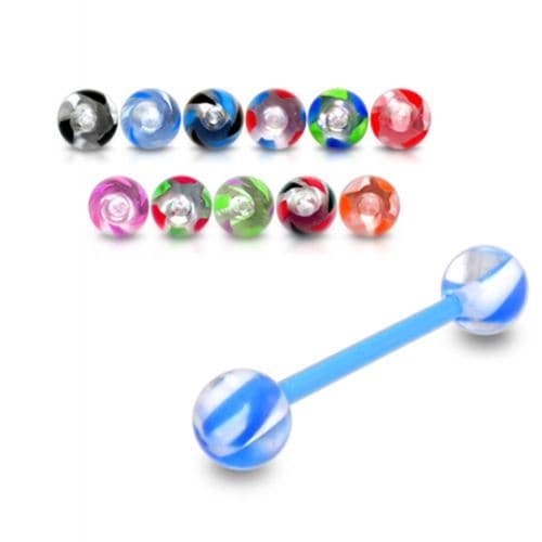 Multi-Coloured Bar with Solid UV Ball (Pack of 10) - Monster Piercing