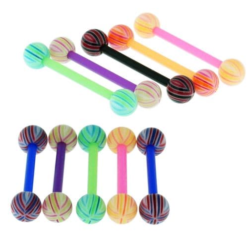 UV Tongue Barbell with Mix Colour UV Balls (Pack of 10) - Monster Piercing