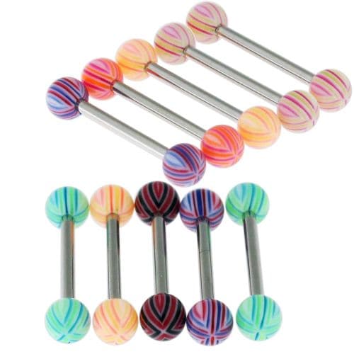 Steel Tongue Barbell Spiral UV Balls (Pack of 10) - Monster Piercing