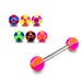 Steel Tongue Barbell Multi Beach Colour UV Balls (Pack of 10) - Monster Piercing