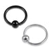 Surgical Steel and Black Anodized BCR Ring with Ball - Monster Piercing