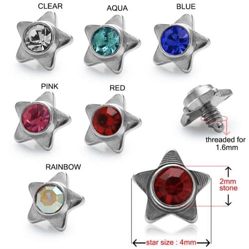 Star Jewelled Dermal Anchor Top - Monster Piercing