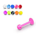 Pink UV Labret with Spiral UV Ball (Pack of 10) - Monster Piercing