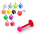 Red UV Labret with Circus UV Ball (Pack of 10) - Monster Piercing