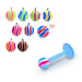 Blue UV Labret with Wavy Striped UV Ball (Pack of 10) - Monster Piercing