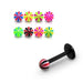 Black UV Labret with Circus UV Ball (Pack of 10) - Monster Piercing