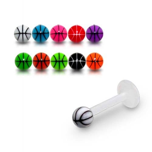 White UV Labret with UV Basketball - Monster Piercing