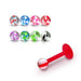 Red UV Labret with Spiral Marble UV Ball (Pack of 10) - Monster Piercing