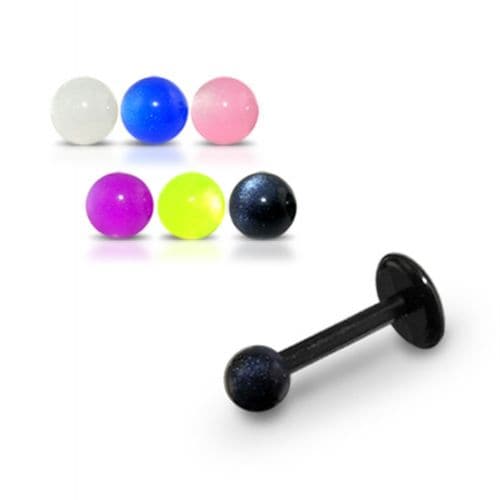 Black UV Labret with Plain UV Ball (Pack of 10) - Monster Piercing