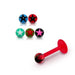 Red UV Labret with Star UV Ball (Pack of 10) - Monster Piercing