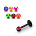 Black UV Labret with Beach-Ball UV Ball (Pack of 10) - Monster Piercing