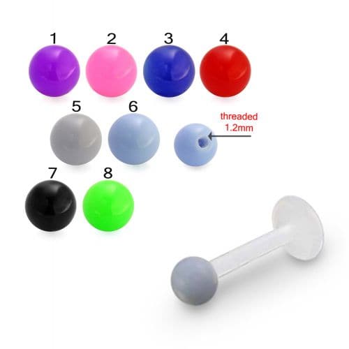 Milk White UV Labret with Plain UV Ball (Pack of 10) - Monster Piercing