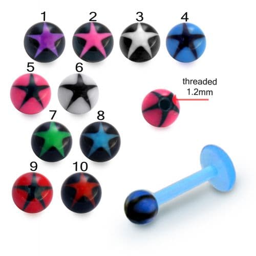 Blue UV Labret with Starshine UV Ball (Pack of 10) - Monster Piercing