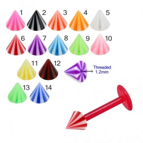 Red UV Labret with Circus Tent UV Cone (Pack of 10) - Monster Piercing