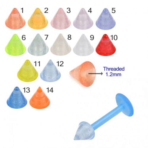 Blue UV Labret with Transparent UV Cone (Pack of 10) - Monster Piercing