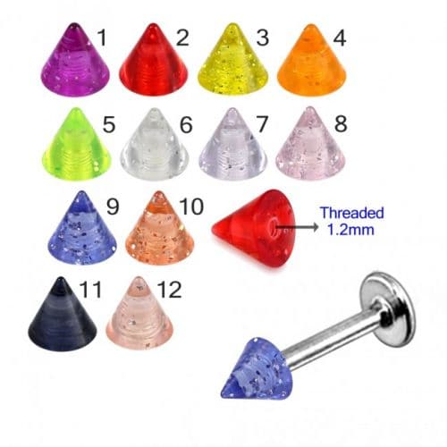 Steel Labret with Glitter UV Cone (Pack of 10) - Monster Piercing