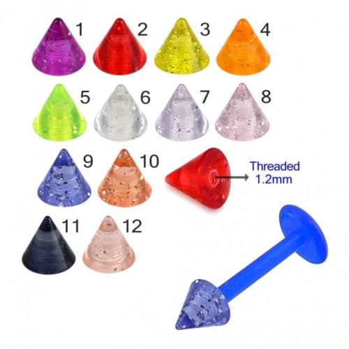 Blue UV Labret with Glitter UV Cone (Pack of 10) - Monster Piercing