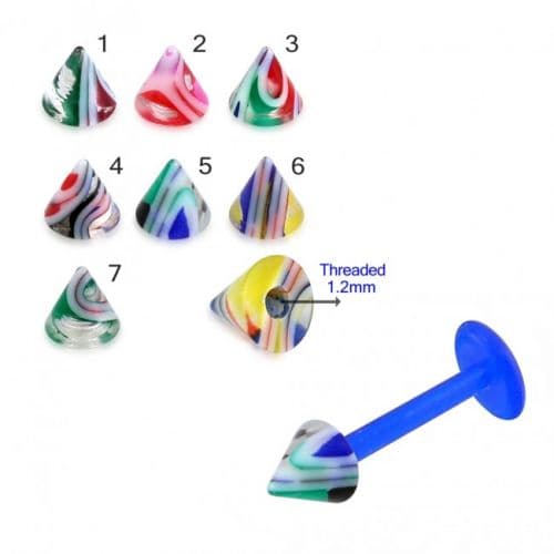 Blue UV Labret with Trippy UV Cone (Pack of 10) - Monster Piercing