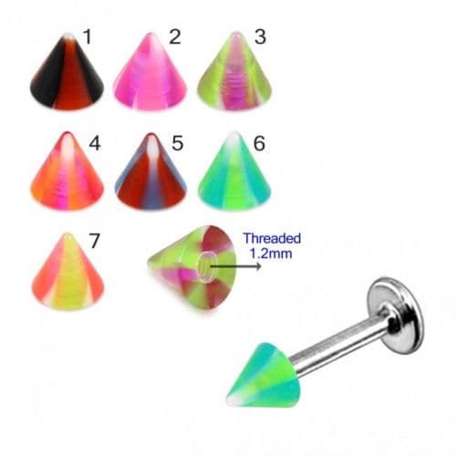 Steel Labret with Trendy UV Cone (Pack of 10) - Monster Piercing