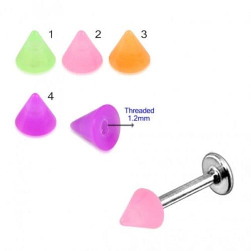 Steel Labret with Pastel Traditional UV Cone (Pack of 10) - Monster Piercing