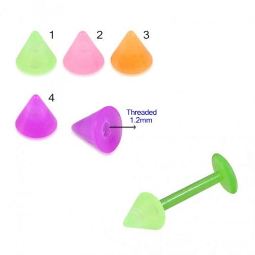 Green UV Labret with Pastel UV Cone (Pack of 10) - Monster Piercing