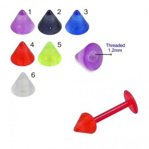 Red UV Labret with Primary Colour UV Cone (Pack of 10) - Monster Piercing