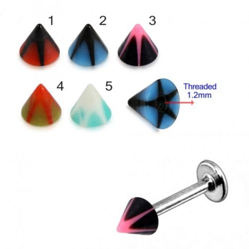 Steel Labret with Star Base UV Cone (Pack of 10) - Monster Piercing