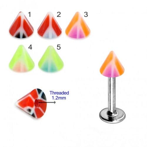 Steel Labret with Peace Sign UV Cone (Pack of 10) - Monster Piercing