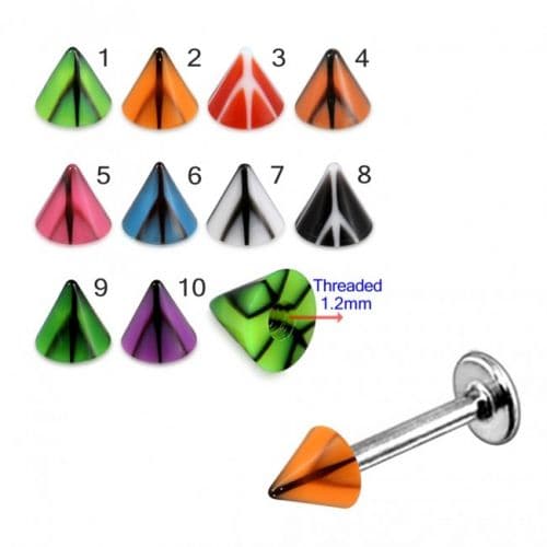 Steel Labret with Blackline and Traditional UV Cone (Pack of 10) - Monster Piercing