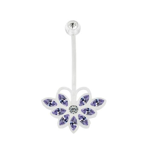 14G BioFlex Base CZ Jeweled Butterfly Navel Ring - Monster Piercing